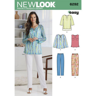 New Look Pattern 6292 Misses Tunic or Top and Pull on Pants Image 1 From Patternsandplains.com
