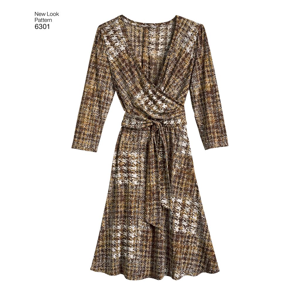 New Look Pattern 6301 Misses Mock Wrap Knit Dress Image 4 From Patternsandplains.com