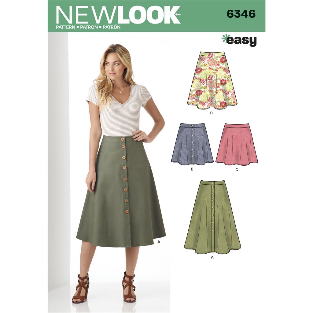 New Look Pattern 6346 Misses Easy Skirts in Three Lengths Image 1 From Patternsandplains.com