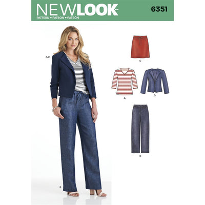 New Look Pattern 6351 Misses Jacket Pants Skirt and Knit Top Image 1 From Patternsandplains.com