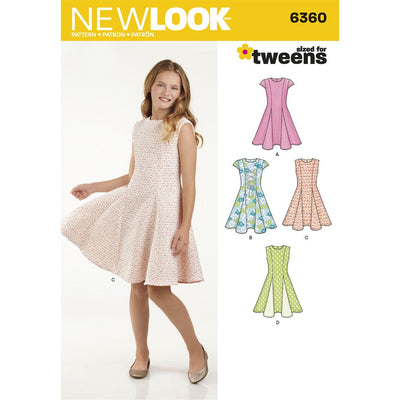 New Look Pattern 6360 Girls Sized for Tweens Dress Image 1 From Patternsandplains.com