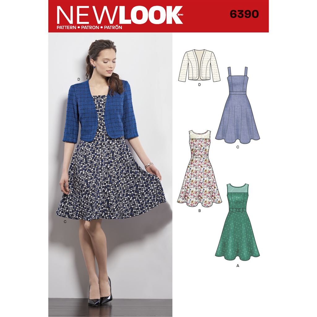 New Look Pattern 6390 Misses Dresses with Full Skirt and Bolero Image 1 From Patternsandplains.com