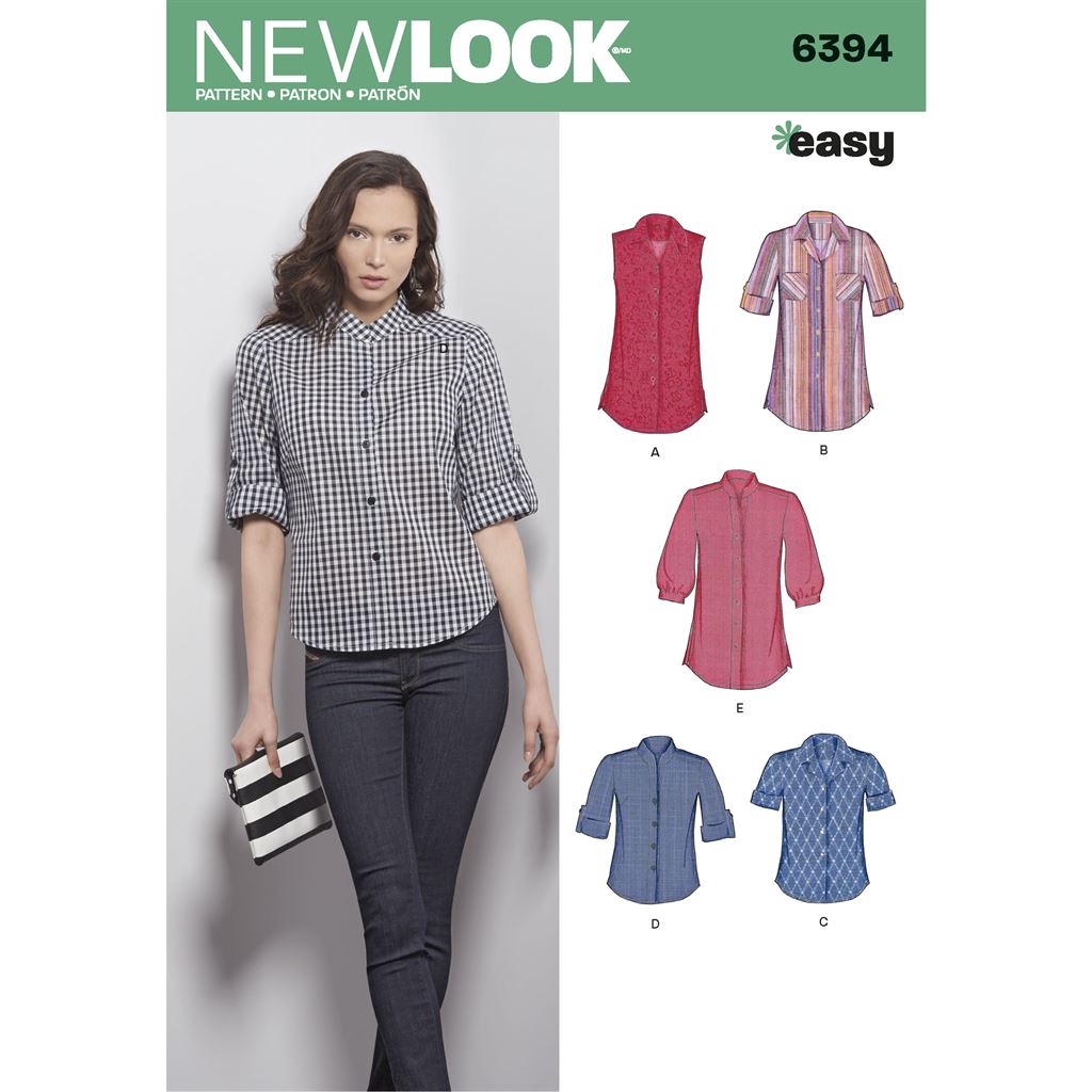 New Look Pattern 6394 Misses Button Front Tops Image 1 From Patternsandplains.com
