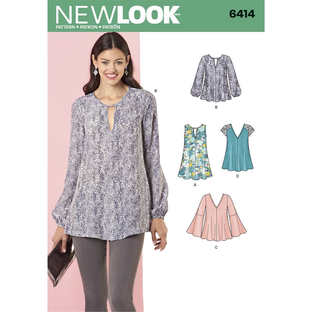 New Look Pattern 6414 Misses Tunic and Top with Neckline Variations Image 1 From Patternsandplains.com