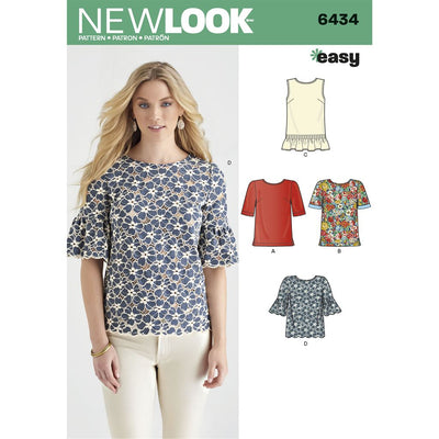 New Look Pattern 6434 Misses Tops with Fabric Variations Image 1 From Patternsandplains.com