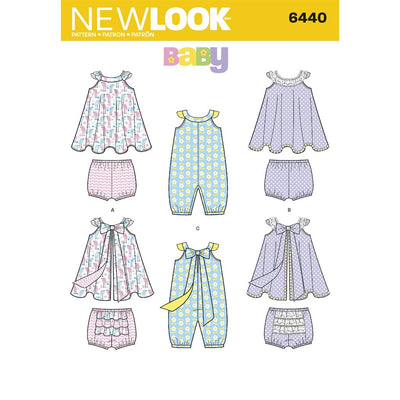 New Look Pattern 6440 Babies Romper and Sundress with Panties Image 1 From Patternsandplains.com