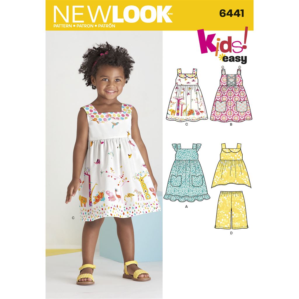 New Look Pattern 6441 Toddlers Easy Dresses Top and Cropped Pants Image 1 From Patternsandplains.com