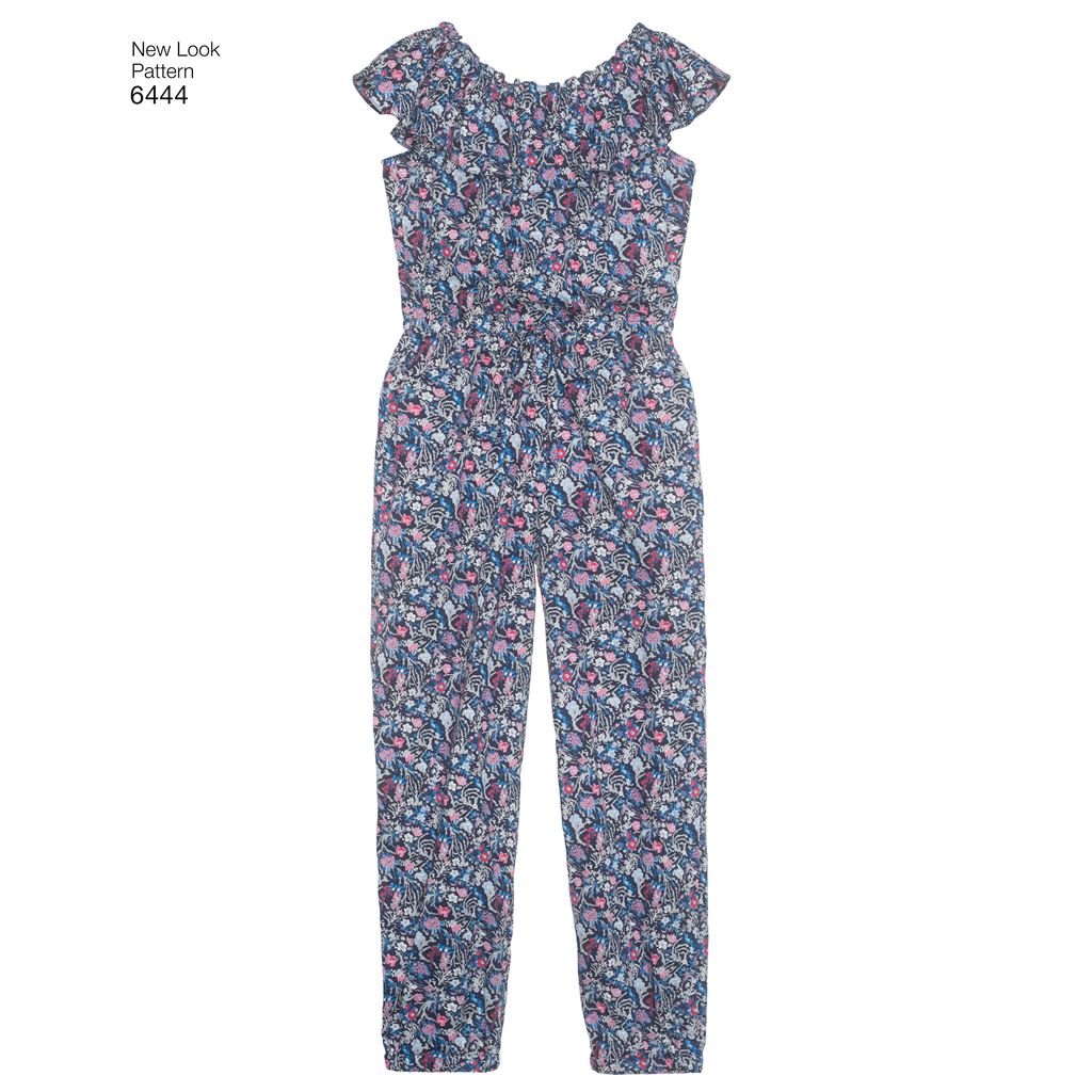 New Look Pattern 6444 Girls Dress and Jumpsuit in Two Lengths Image 4 From Patternsandplains.com