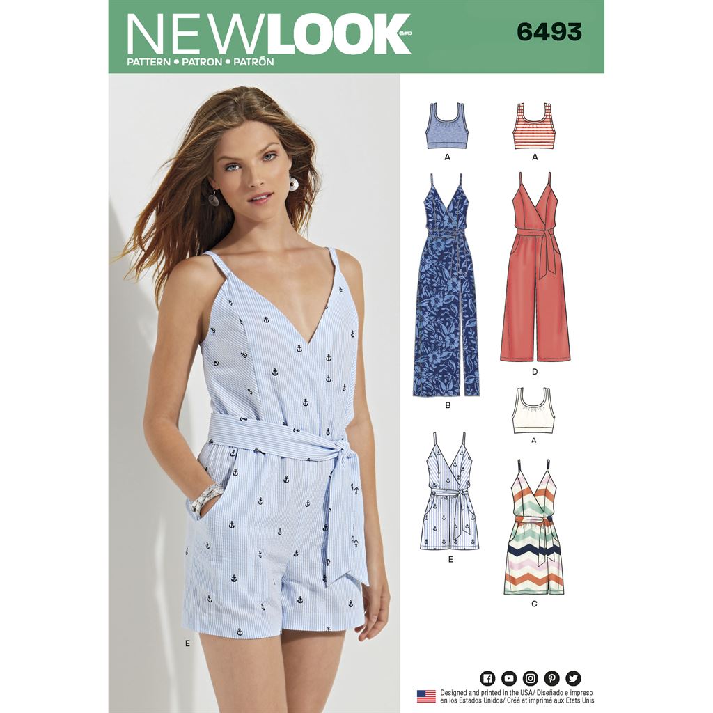 New Look Pattern 6493 Misses Jumpsuit and Dress in Two Lengths with Bralette Image 1 From Patternsandplains.com