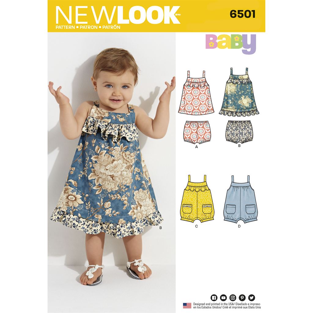 New Look Pattern 6501 Babies Dress and Romper Image 1 From Patternsandplains.com