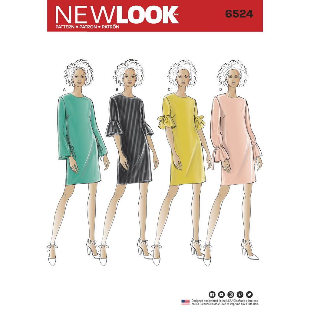 New Look Pattern 6524 Women's Dress with Sleeve Variations - Patterns and Plains New Look Pattern 6524 Women's Dress with Sleeve Variations - Patterns and Plains