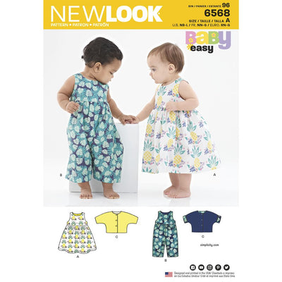 New Look Pattern 6568 Babies Dress Romper and Jacket Image 1 From Patternsandplains.com