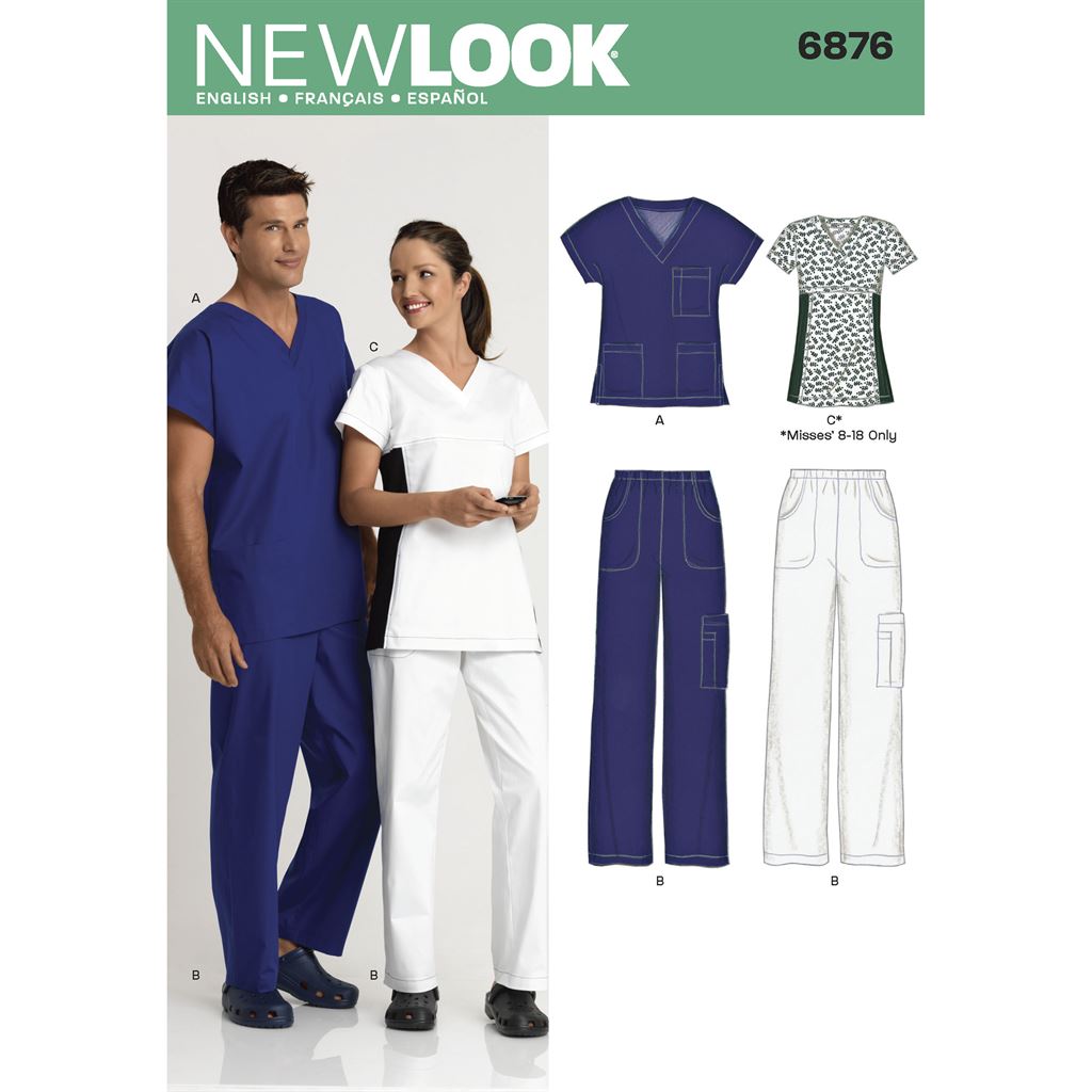New Look Pattern 6876 Miss Men Scrubs Image 1 From Patternsandplains.com
