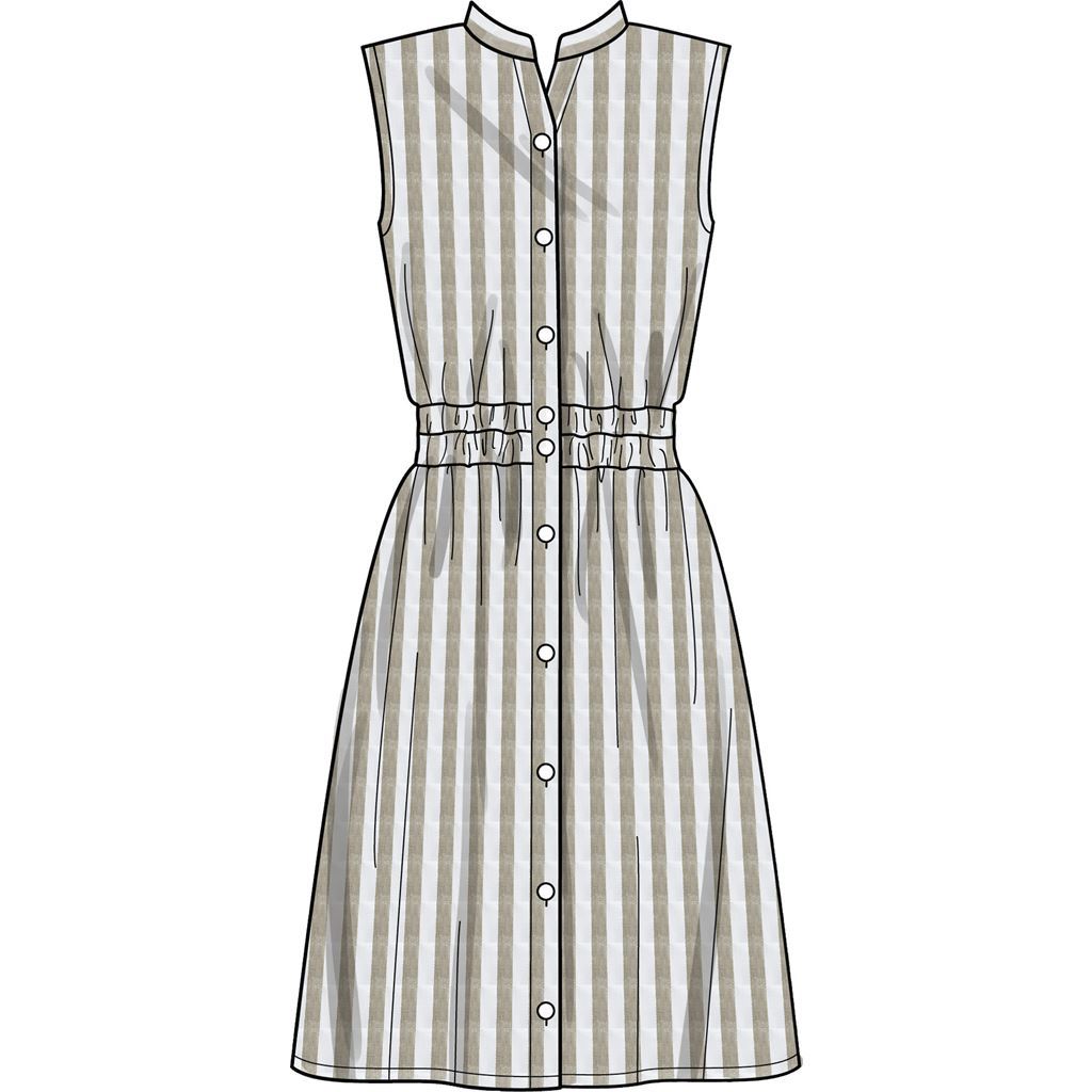 New Look Sewing Pattern N6651 Misses Button Front Dress With Elastic Waist 6651 Image 3 From Patternsandplains.com