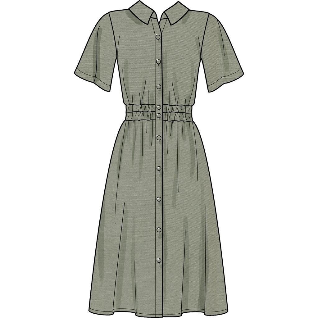 New Look Sewing Pattern N6651 Misses Button Front Dress With Elastic Waist 6651 Image 4 From Patternsandplains.com