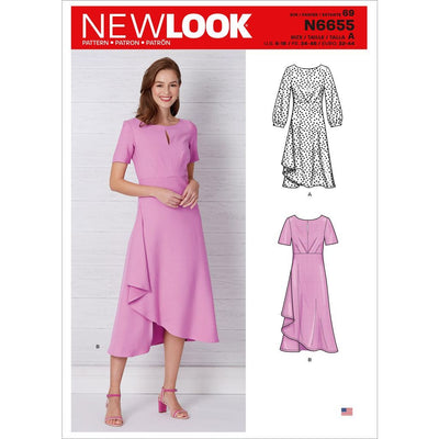 New Look Sewing Pattern N6655 Misses Dress In Two Lengths With Sleeve Variations 6655 Image 1 From Patternsandplains.com