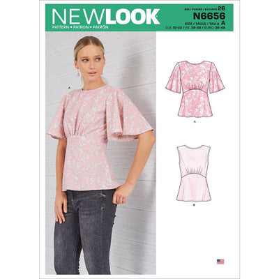 New Look Sewing Pattern N6656 Misses Top With Optional Black Opening and Flared Sleeves 6656 Image 1 From Patternsandplains.com