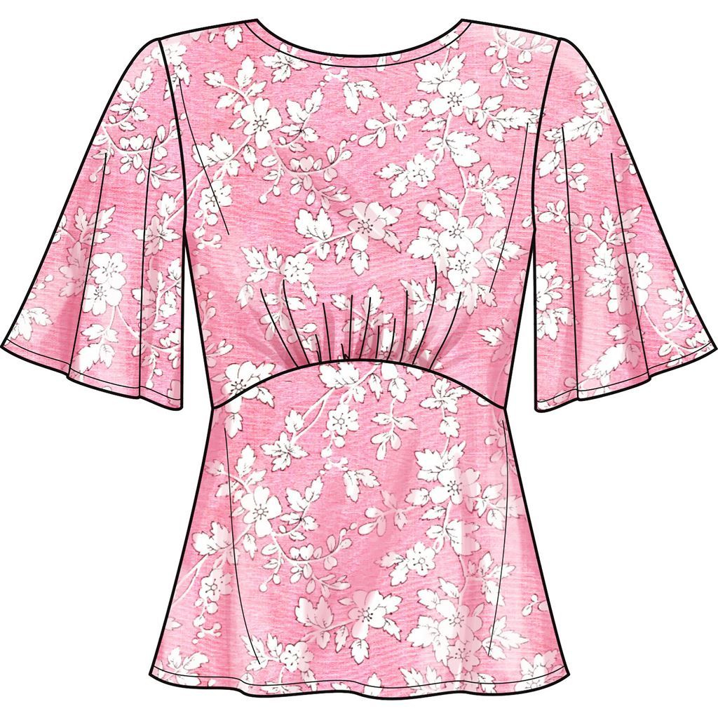 New Look Sewing Pattern N6656 Misses Top With Optional Black Opening and Flared Sleeves 6656 Image 4 From Patternsandplains.com