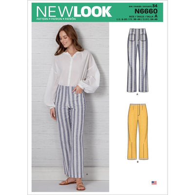 New Look Sewing Pattern N6660 Misses High Waisted Flared Pants In Two Lengths 6660 Image 1 From Patternsandplains.com