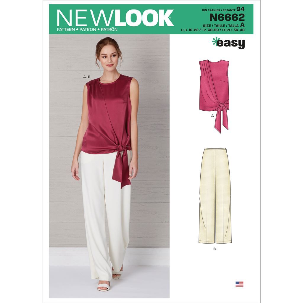 New Look Sewing Pattern N6662 Misses Drape Top and Wide Leg Pants 6662 Image 1 From Patternsandplains.com