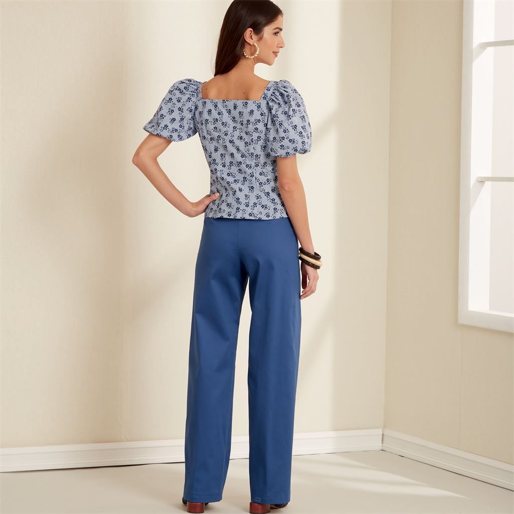 New Look Pattern N6678 Misses Button Front Top With Square Neck  Straight  Leg TrousersPants  sewing patterns from New Look