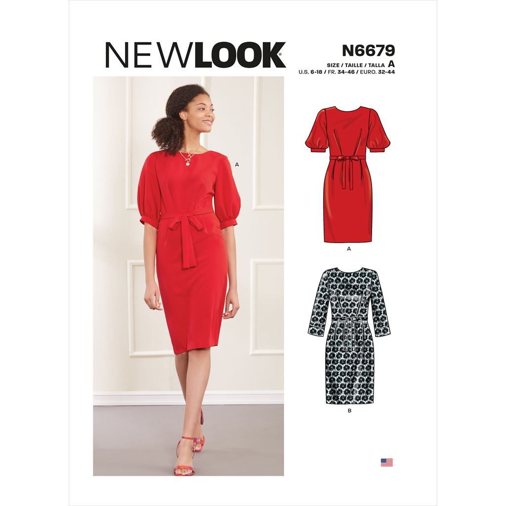 New Look Sewing Pattern N6679 Misses Knee Length Dress With Sleeve Variations 6679 Image 1 From Patternsandplains.com