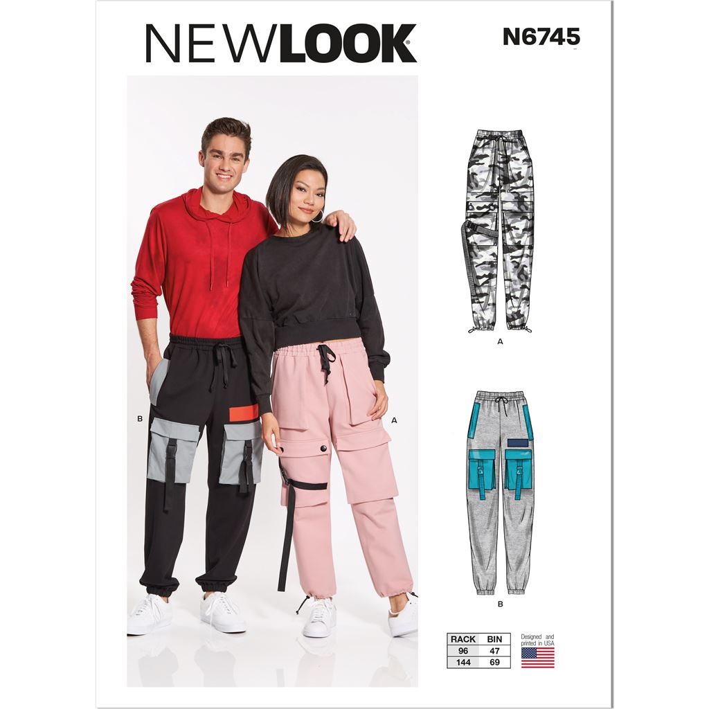 New Look Sewing Pattern N6745 Mens and Misses Cargo Pants 6745 Image 1 From Patternsandplains.com