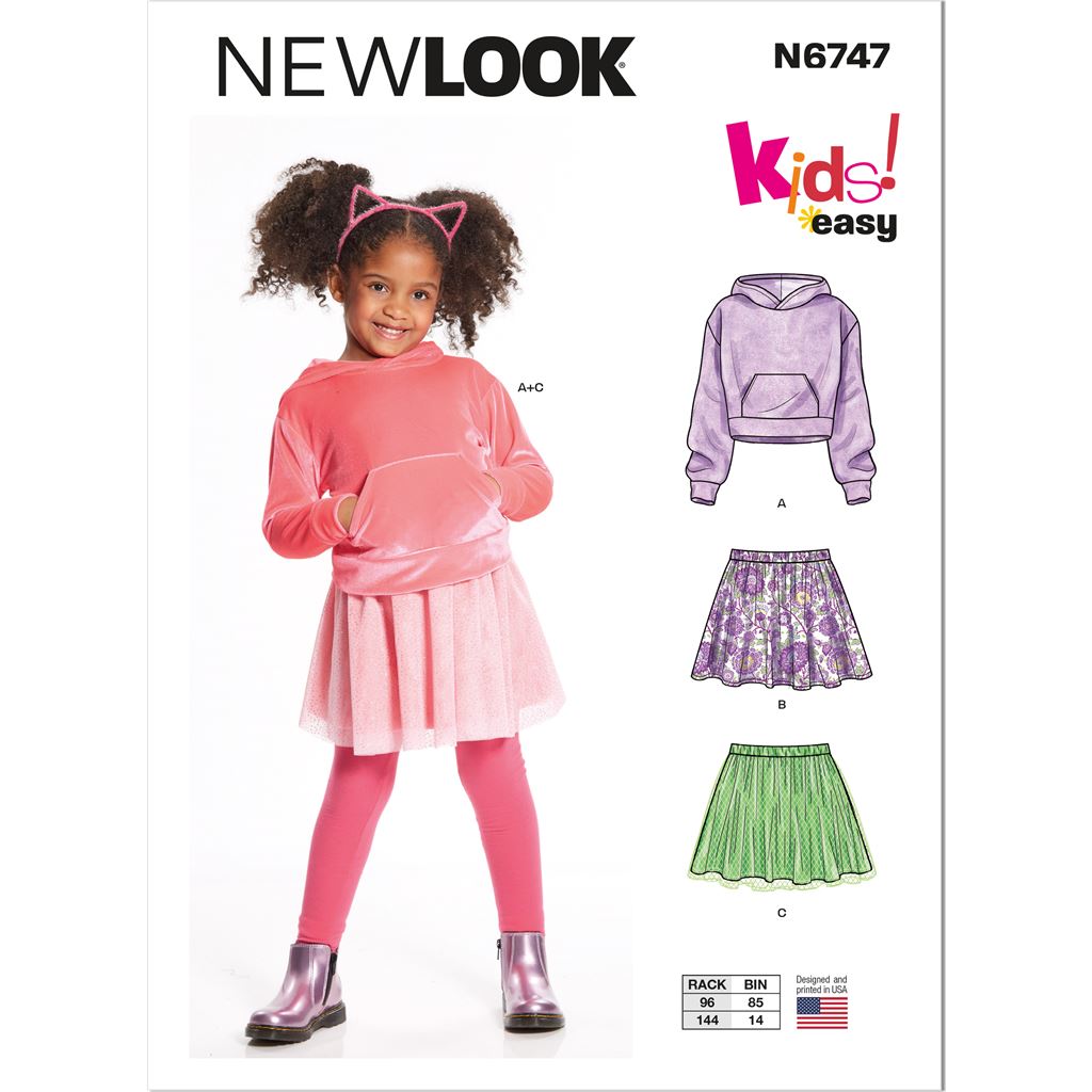 New Look Sewing Pattern N6747 Childrens Hoodie and Skirts 6747 Image 1 From Patternsandplains.com