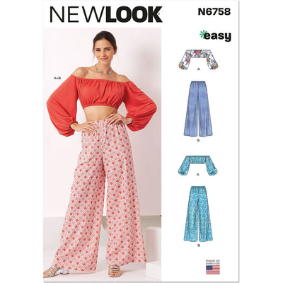 New Look Sewing Pattern N6758 Misses Top and Pants 6758 Image 1 From Patternsandplains.com