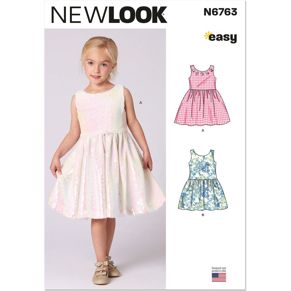 New Look Sewing Pattern N6763 Childrens Dress 6763 Image 1 From Patternsandplains.com