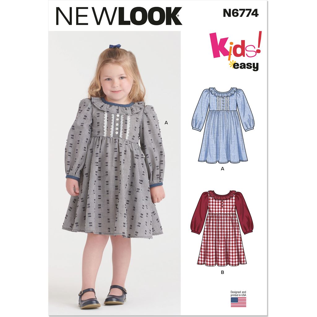 New Look Sewing Pattern N6774 Children's Dresses 6774 - Patterns and Plains