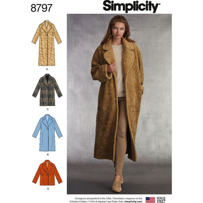 Pattern S8797 Misses Loose Fitting Lined Coat 8797 Image 1 From Patternsandplains.com
