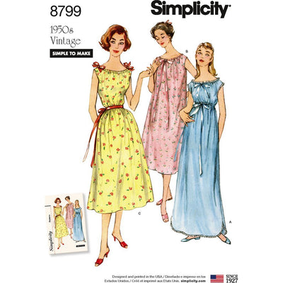 Pattern S8799 Misses Vintage Nightgowns 8799 Image 1 From Patternsandplains.com