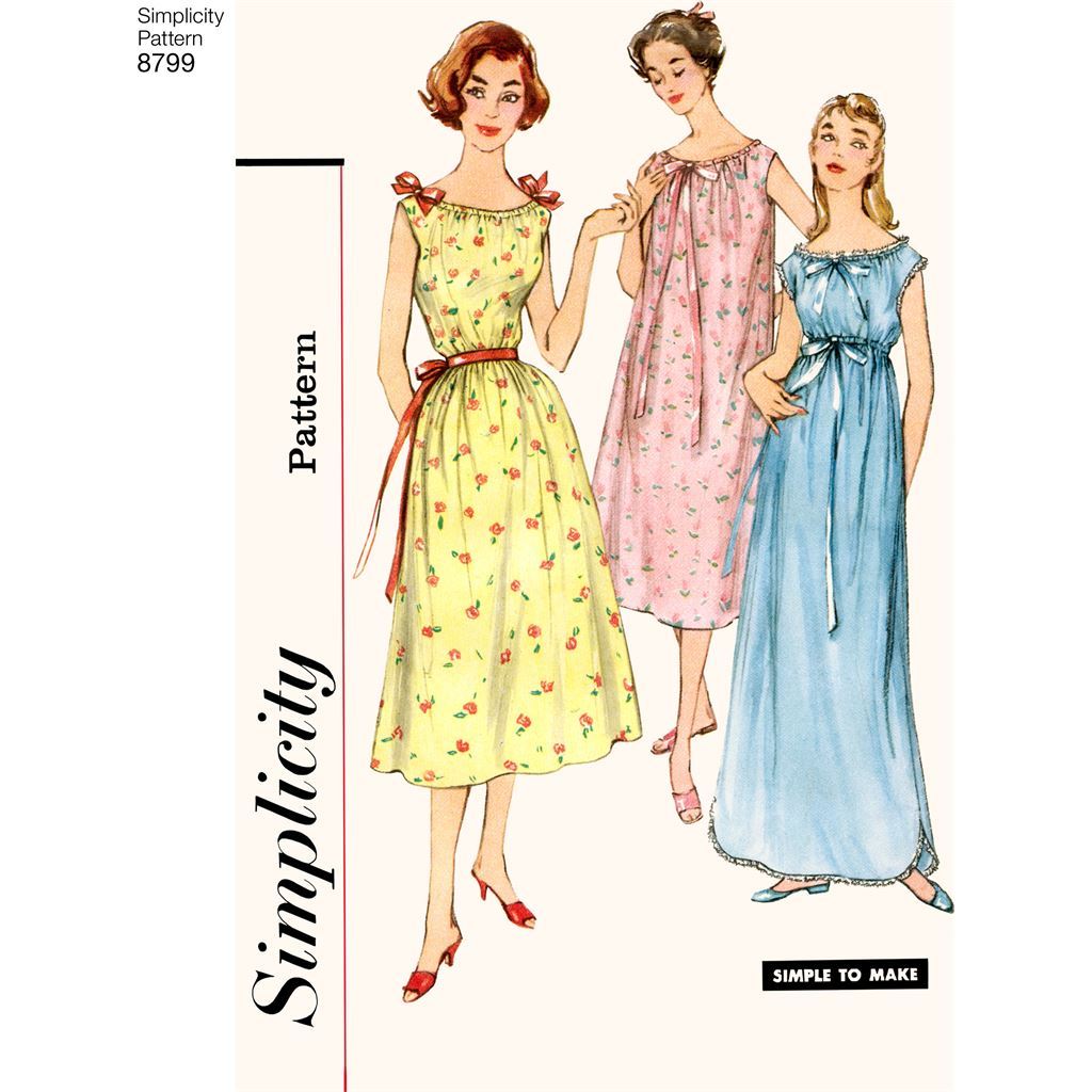Pattern S8799 Misses Vintage Nightgowns 8799 Image 2 From Patternsandplains.com