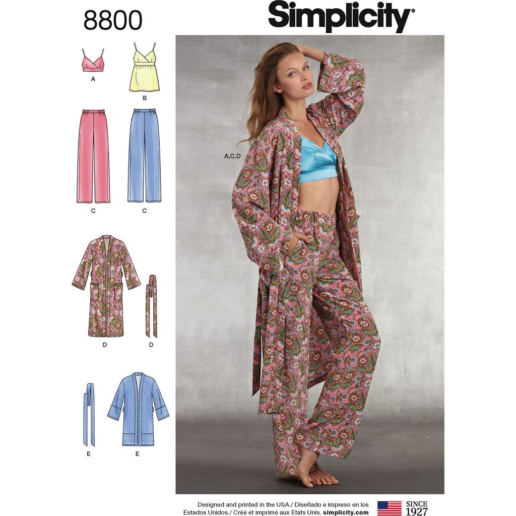 Pattern S8800 Misses Robe Pants Top and Bralette 8800 Image 1 From Patternsandplains.com