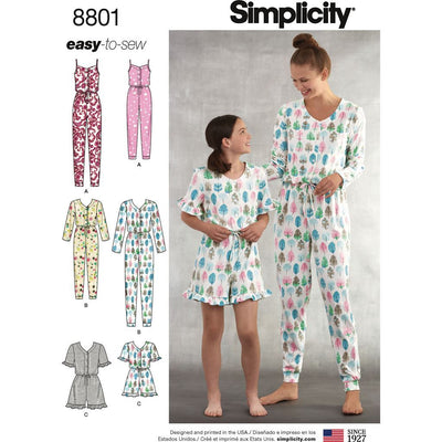 Pattern S8801 Girls and Misses Knit Jumpsuit Romper 8801 Image 1 From Patternsandplains.com