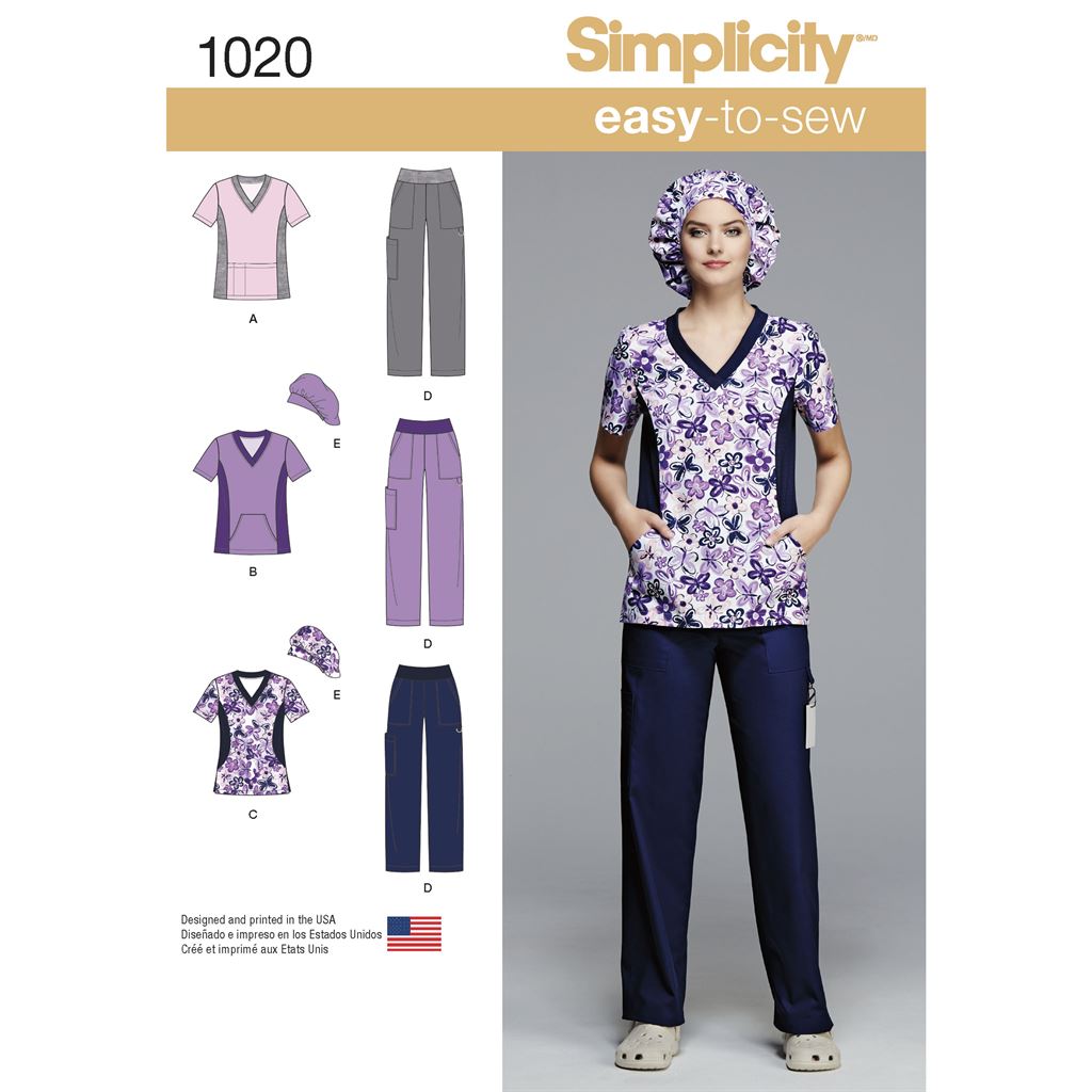 Simplicity Pattern 1020 Womens and Plus Size Scrubs Image 1 From Patternsandplains.com