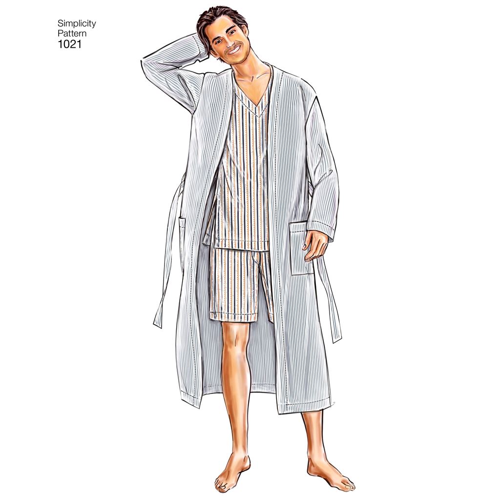 Simplicity Pattern 1021 Mens Classic Pajamas and Robe Image 1 From Patternsandplains.com