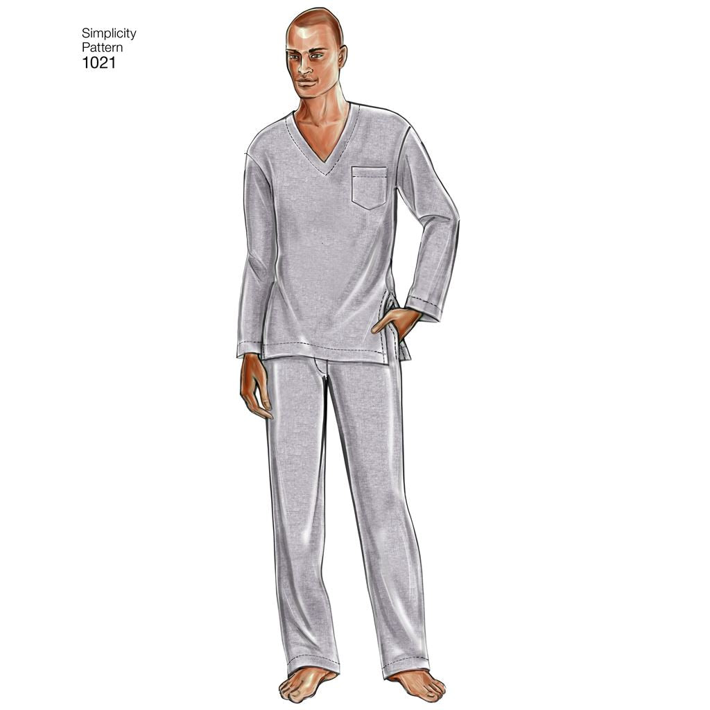 Simplicity Pattern 1021 Mens Classic Pajamas and Robe Image 1 From Patternsandplains.com