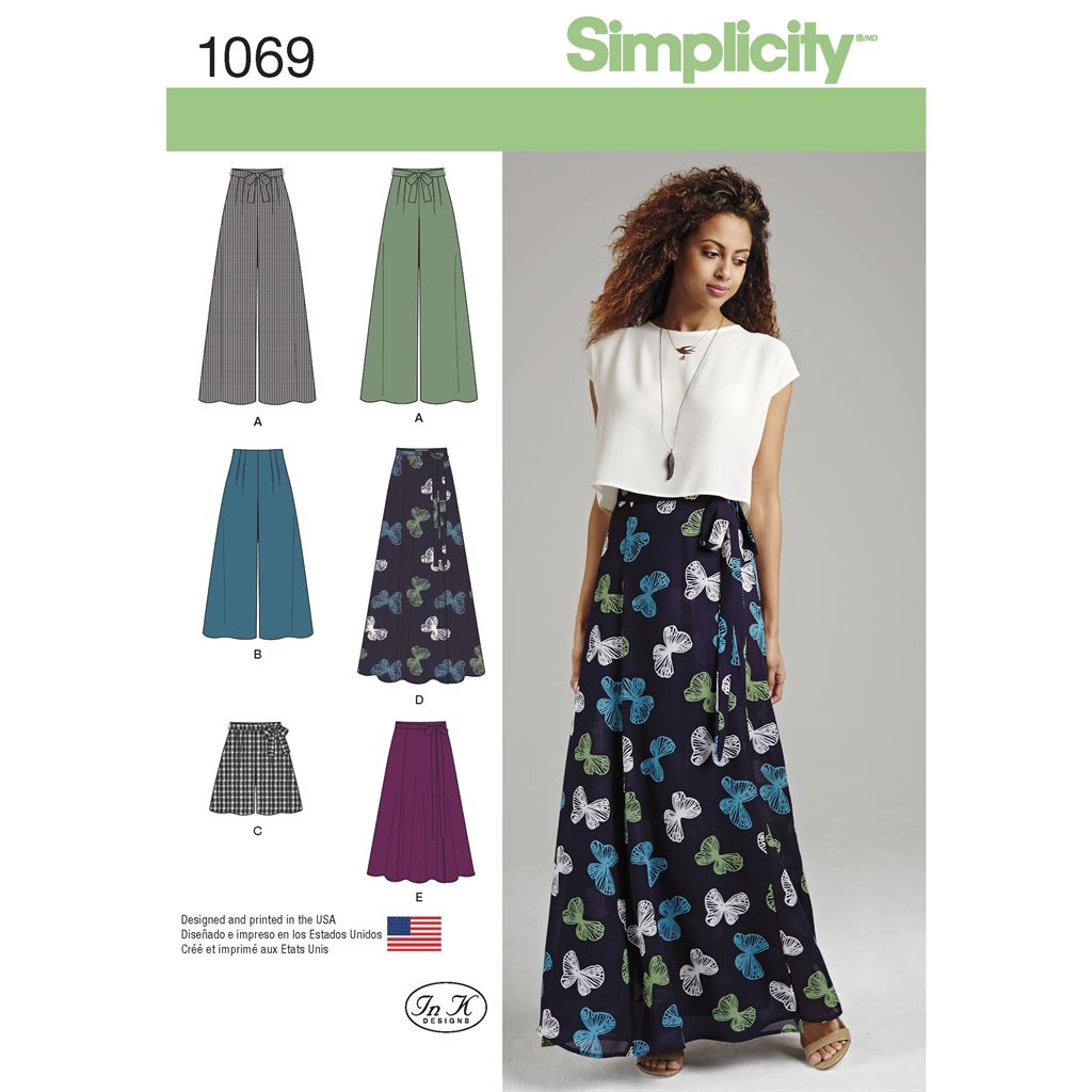 Simplicity Pattern 1069 Womens Wide Leg Trousers or Shorts and Skirts in 2 Lengths Image 1 From Patternsandplains.com