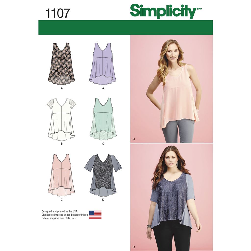 Simplicity Pattern 1107 Womens Tops with Fabric Variations Image 1 From Patternsandplains.com