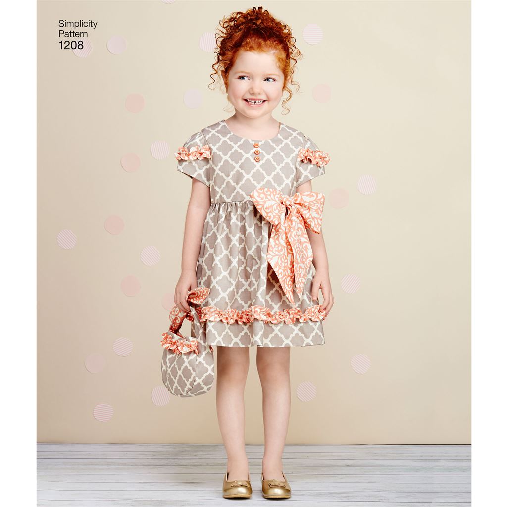 Simplicity Pattern 1208 Childs Dresses Purses and Headband Image 1 From Patternsandplains.com