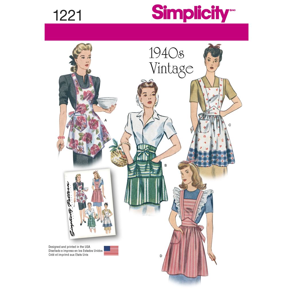 Simplicity Pattern 1221 Womens Vintage Aprons Image 1 From Patternsandplains.com