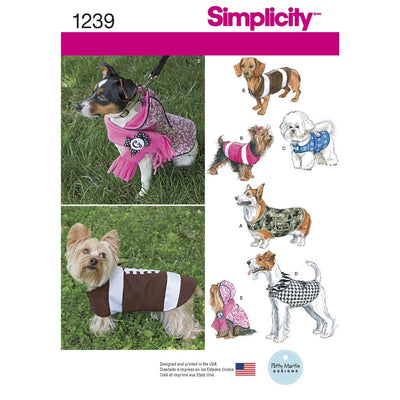Simplicity Pattern 1239 Dog Coats in Three Sizes Image 1 From Patternsandplains.com