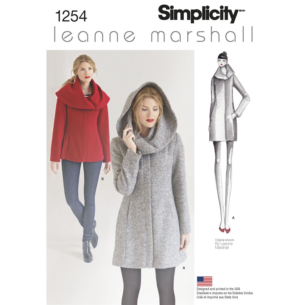 Simplicity Pattern 1254 Womens Leanne Marshall Easy Lined Coat or Jacket Image 1 From Patternsandplains.com