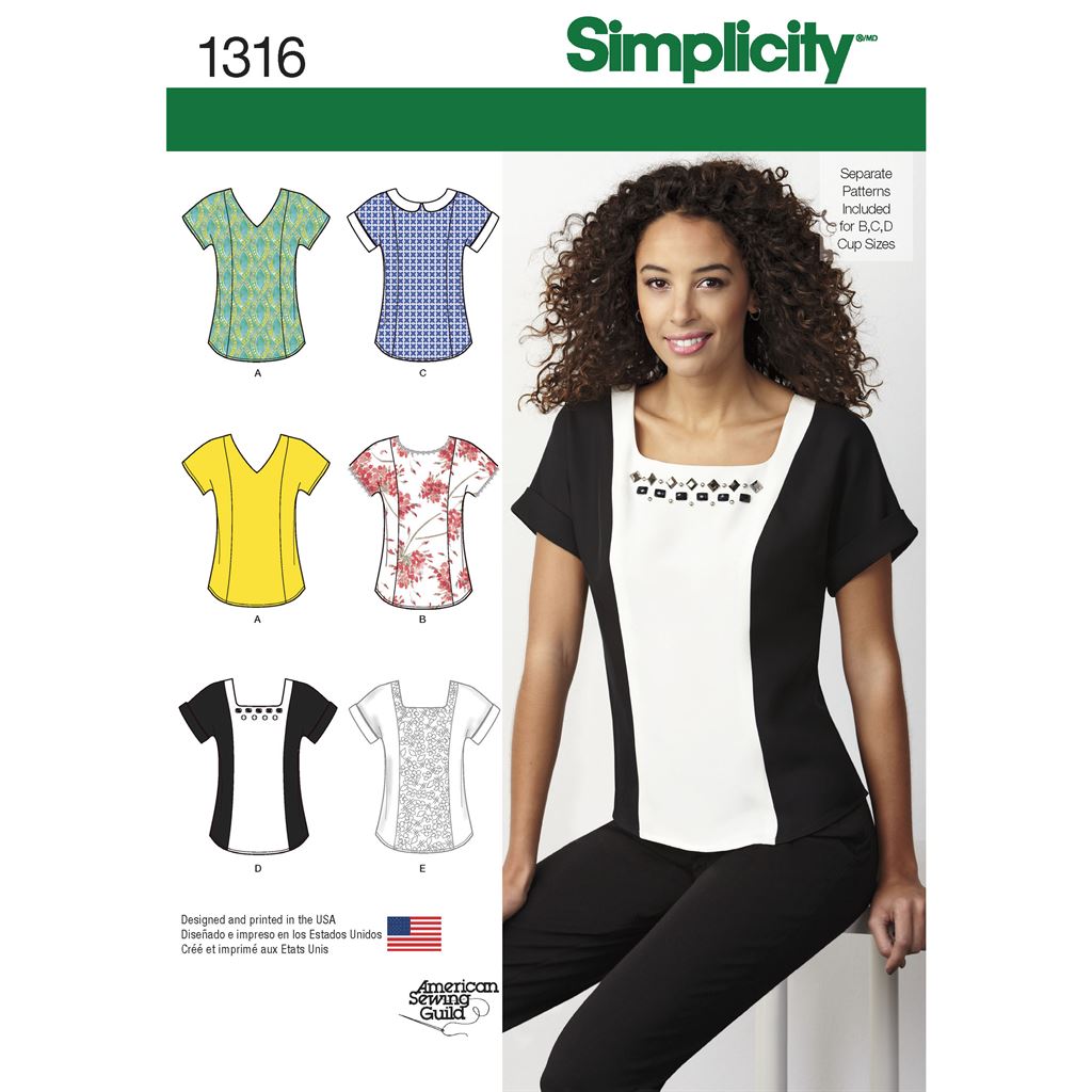 Simplicity Pattern 1316 Womens Top with Neckline Variations Image 1 From Patternsandplains.com