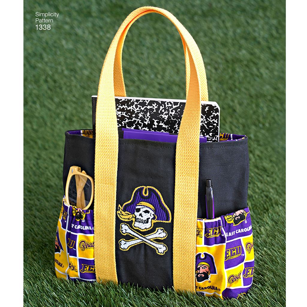 Simplicity Pattern 1338 Tote Bags in Three Sizes Backpack and Coin Purse Image 1 From Patternsandplains.com