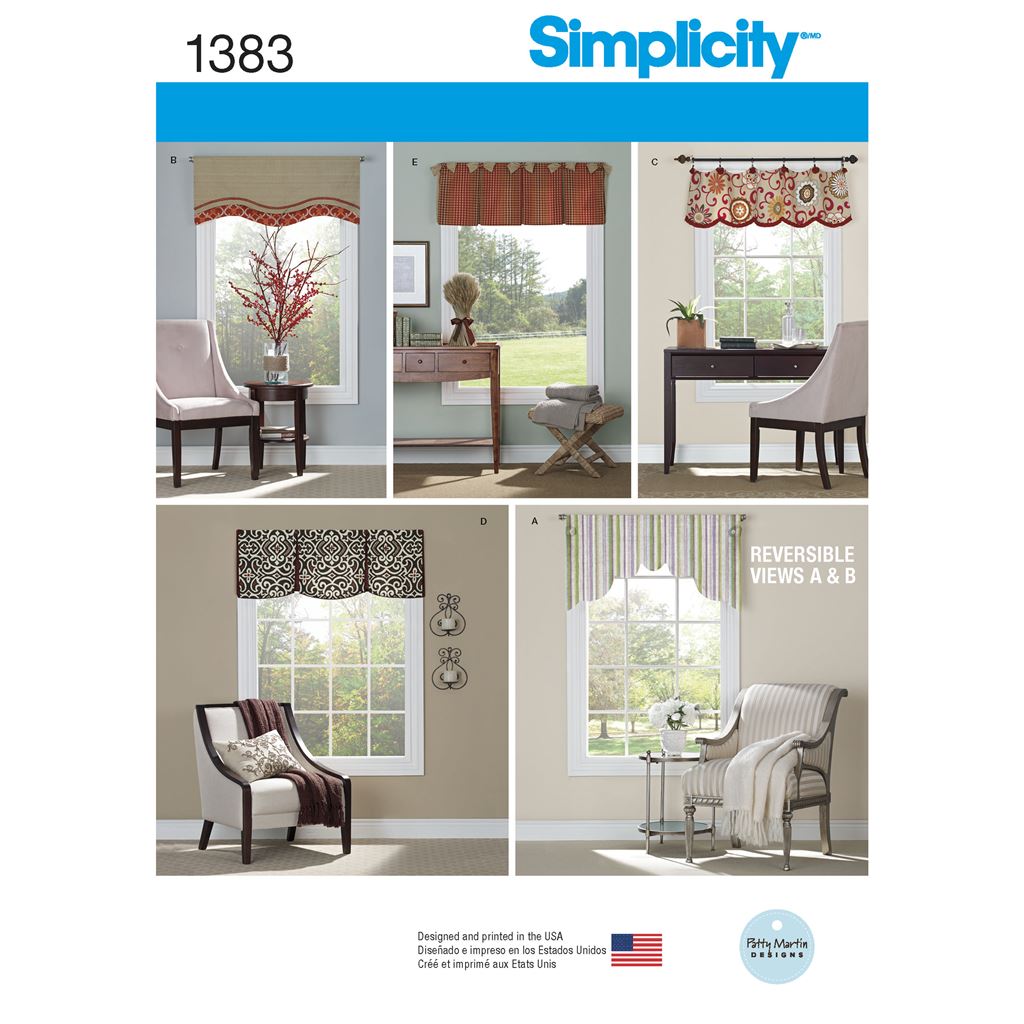 Simplicity Pattern 1383 Valances for 36 to 40 Wide Windows Image 1 From Patternsandplains.com