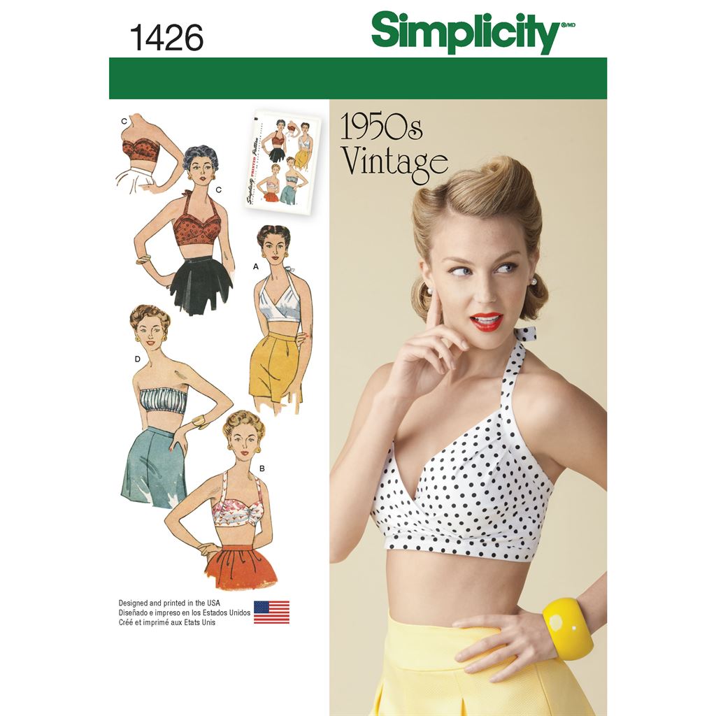 Simplicity Pattern 1426 Womens Vintage 1950s Bra Tops Image 1 From Patternsandplains.com