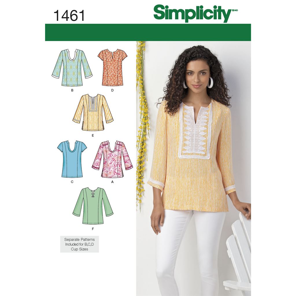 Simplicity Pattern 1461 Womens and Plus Tunic with Neckline and Sleeve Variations Image 1 From Patternsandplains.com